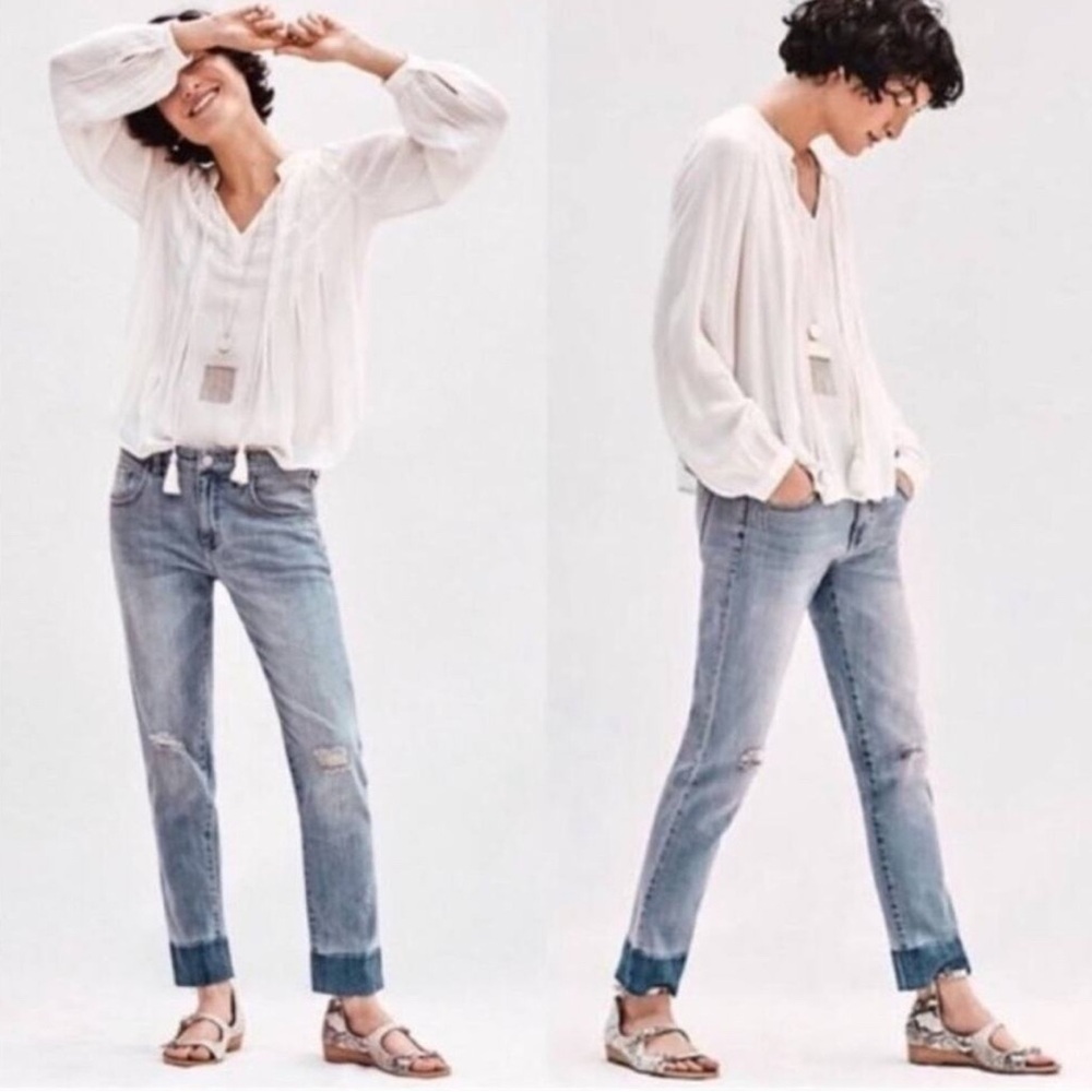 Anthropologie Pilcro & The Letterpress EM Jeans Boho Raw Hem Distressed Size 30